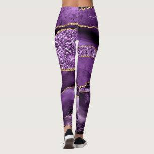 Leggings Agate Violet Parties scintillant Or Géode Votre No