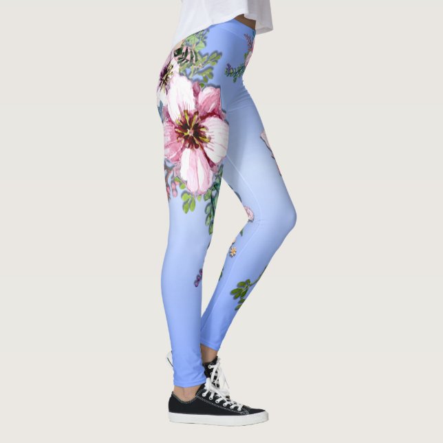 Leggings Agencement des fleurs bleues (Droite)