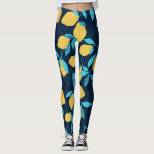 Leggings Agrumes simples : citrons sur le bleu.