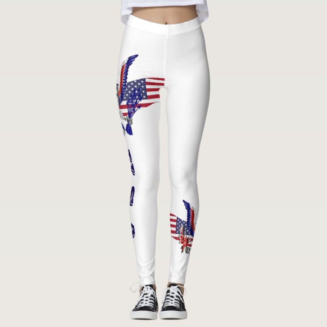 Leggings Aigle, drapeau et bouclier américains patriotiques (Devant)