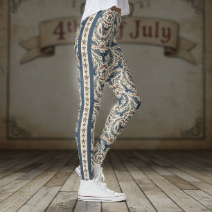 Leggings Aigles d'Americana Fleurs Étoiles et Rayures ID12