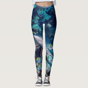 Leggings Aileron d'ailerons : Requins de récif avec des