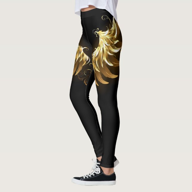 Leggings Ailes d'Ange d'or sur arrière - plan noir (Gauche)