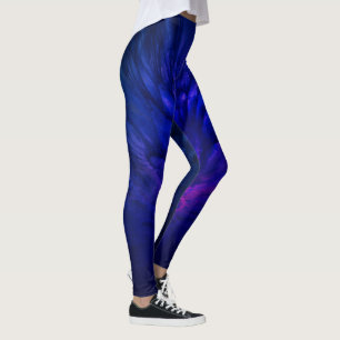 Leggings Ailes mystiques aux plumes bleu profond