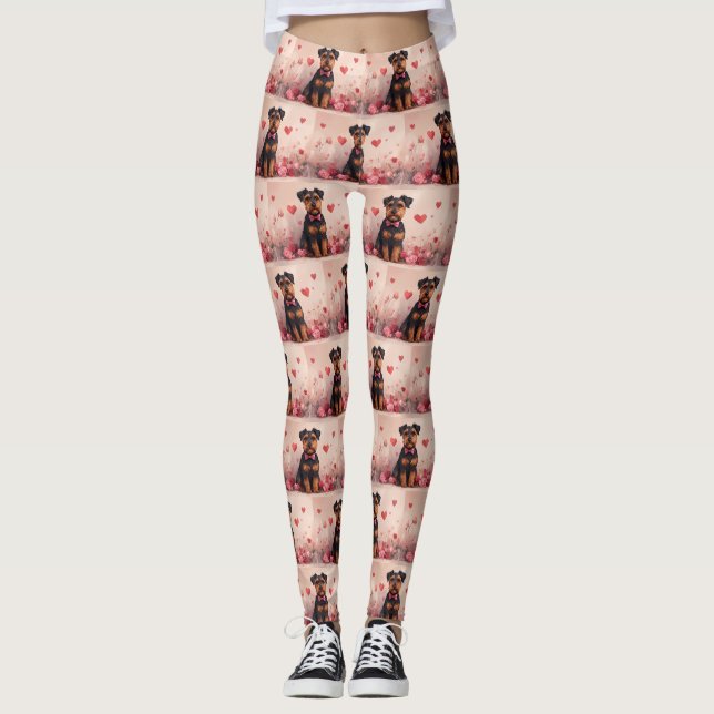 Leggings Airedale avec Rose - Saint Valentin (Devant)