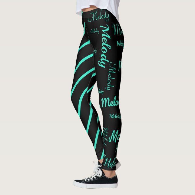 Leggings Ajouter votre nom répétitif Gras exécutant des lég (Gauche)