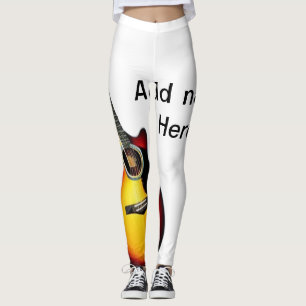 Leggings Ajouter votre nom texte brun acoustique guitare éd