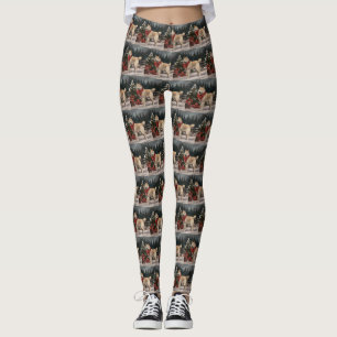Leggings Akita Chien dans Noël de neige