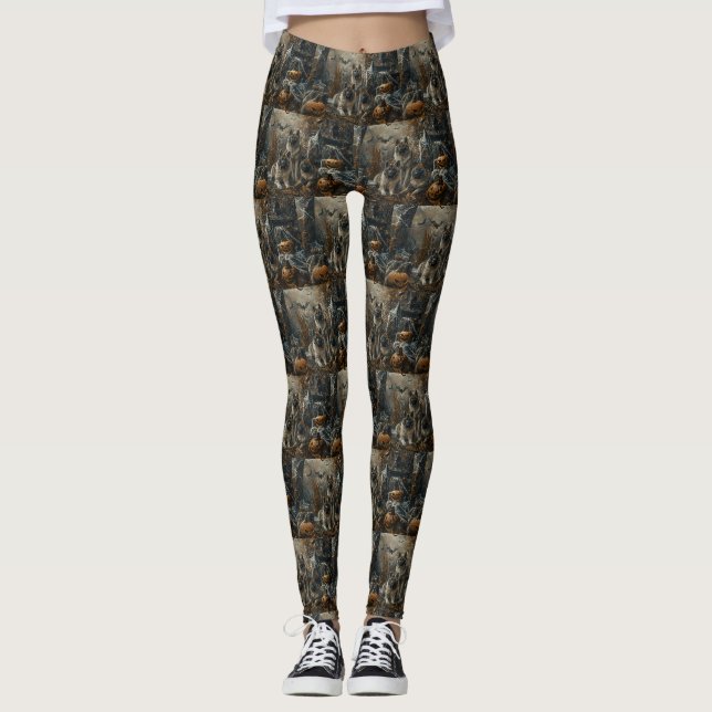 Leggings Akita Halloween Chien de nuit plaisir (Devant)