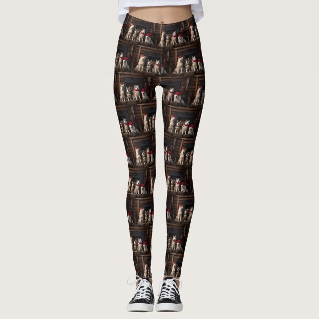 Leggings Akita par le Noël de la cheminée (Devant)