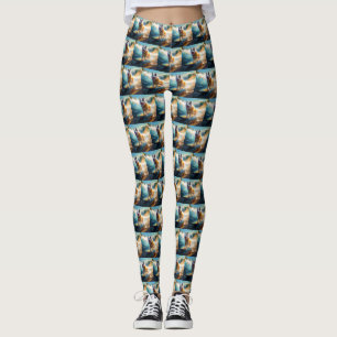 Leggings Alaskan Malamute Beach Surf Peinture