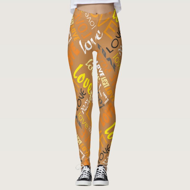Leggings Alive Orange Gallery Love Words Art (Devant)