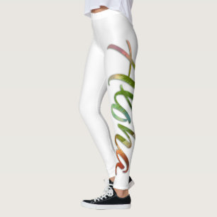 Leggings Aloha - lettrage tropical de couleur - nature