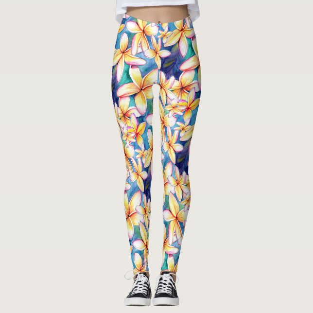 Leggings Aloha Plumeria Blossoms Les Jambes De Pantalons Yo (Devant)