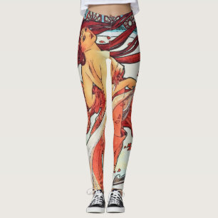 Leggings Alphonse Mucha Danse Vintage Art Nouveau peinture