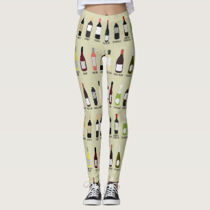 Leggings Amateurs de vin Bouteilles avec les noms Patternes