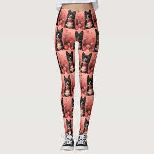 Leggings American Akita avec Rose - Saint Valentin