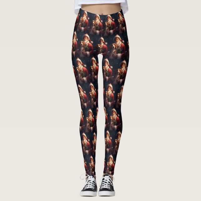 Leggings American English Foxhound Santa Claus Noël (Devant)