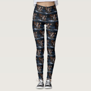 Leggings American English Foxhound Snowy Sleigh Noël