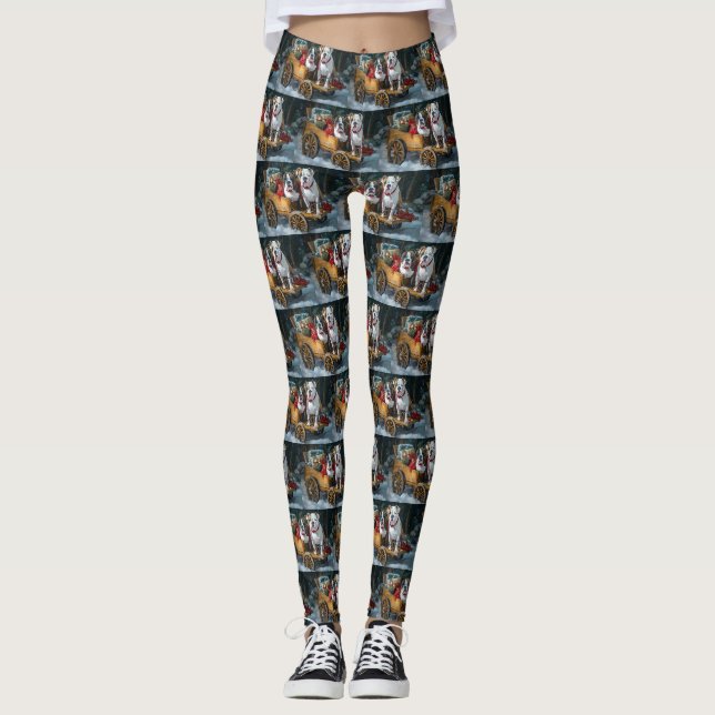Leggings American Staffordshire Snowy Sleigh Noël (Devant)