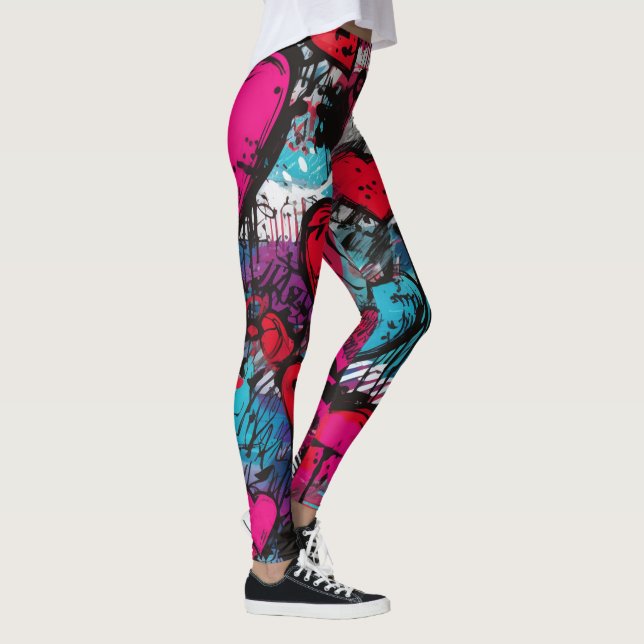 Leggings Amour Rebels-Graffiti Coeurs (Droite)
