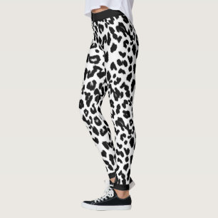Leggings Amoureux des animaux Empreinte de léopard noir et 