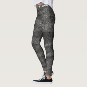 Leggings Amoureux des animaux Faux Denim Jean Noir Texture