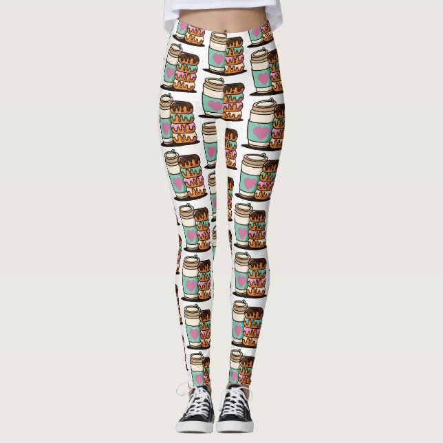 leggings amoureux des beignes de café (Devant)