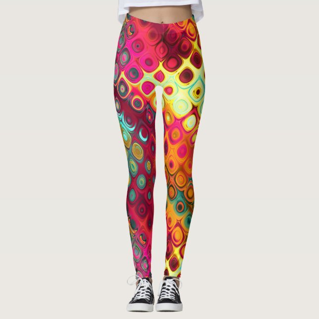 Leggings Amusant et coloré abstrait Tropical Motif mignonne (Devant)