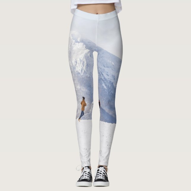 Leggings Amusement Montagnard : Scène Des Pics Enneigés. (Devant)