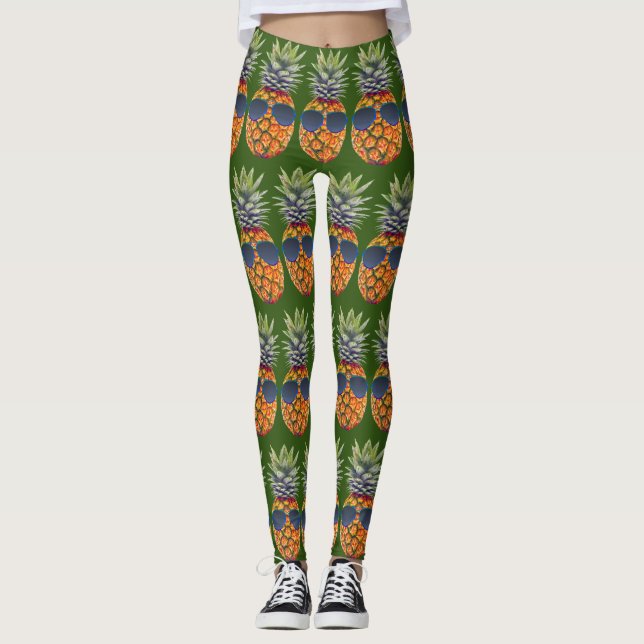 Leggings Ananas Portant des lunettes de soleil Motif Fodies (Devant)