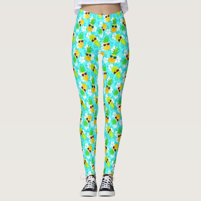 Leggings Ananas tropicaux en été amusant (Devant)