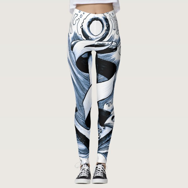 Leggings Ancre bleue marine (Devant)