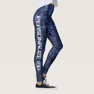 Leggings Android Dream Blue Galaxy Parties scintillant TEXT