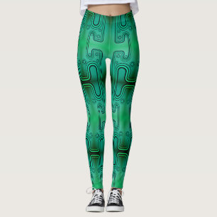 Leggings Android Robot Mécanique Vert Électrique Futuriste