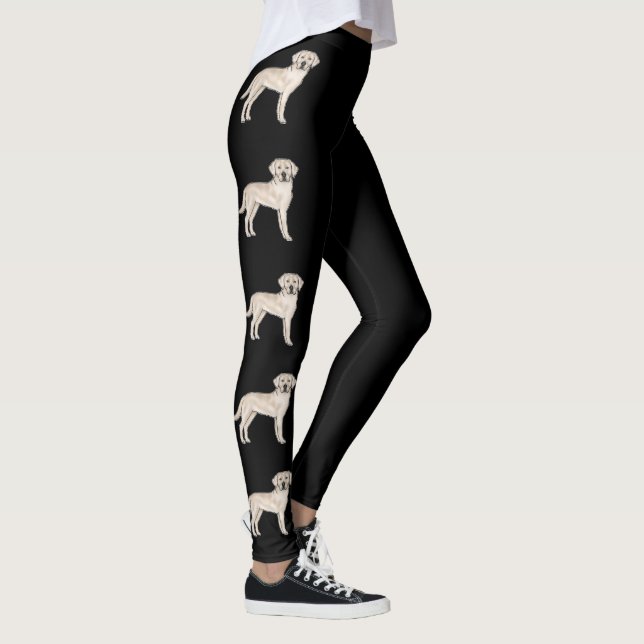 Leggings Anglais Cream Labrador Retriever Cute Dogs Noir (Droite)