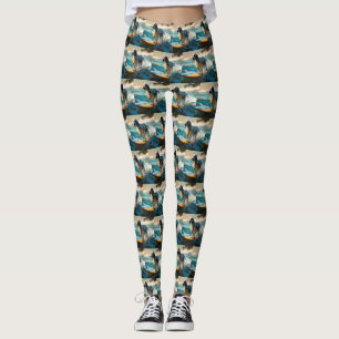Leggings Anglais Setter Beach Surfing Painting