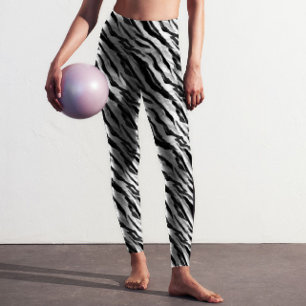 Leggings Animal Abstrait Zebra Peau Noir Blanc Motif