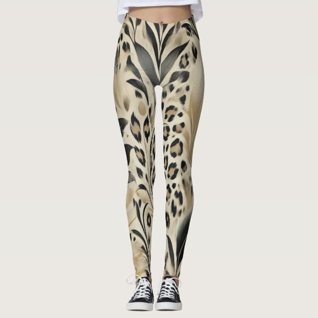 Leggings Animal Floral Abstrait Design d'impression 6 (Devant)