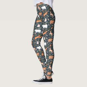 Leggings Animaux de forêt et Motif de feuilles