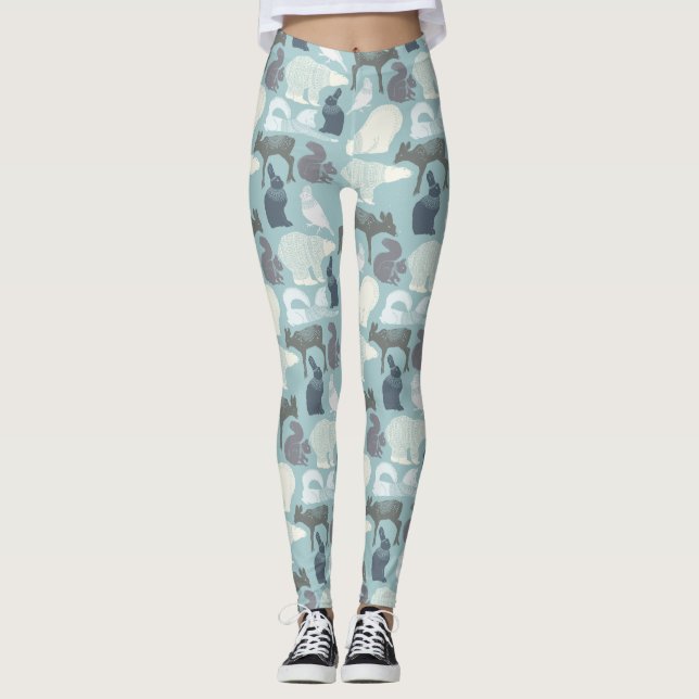 Leggings Animaux d'hiver Léggines d'écureuils de renards d' (Devant)