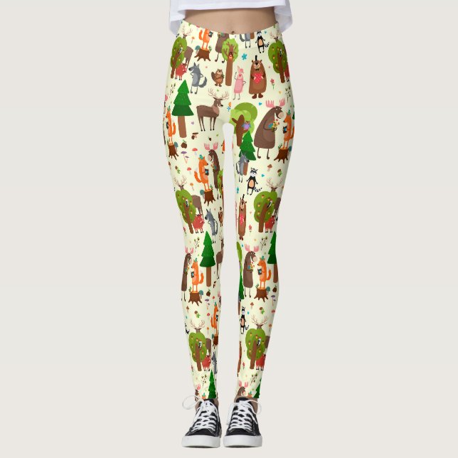 Leggings Animaux forestiers adorables (Devant)