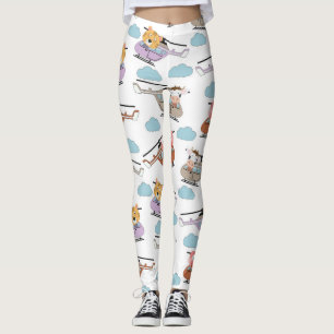 Leggings Animaux Mignons Dans Un Motif D'hélicoptère