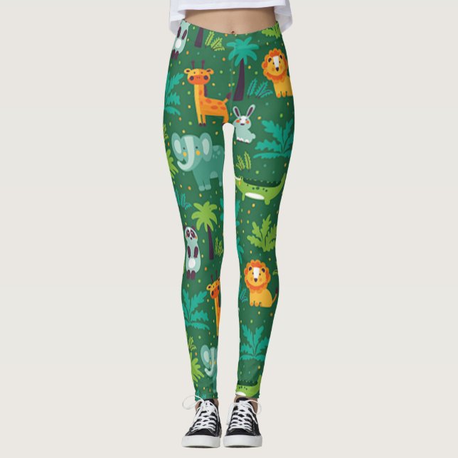 Leggings Animaux Sauvages Dans La Jungle (Devant)