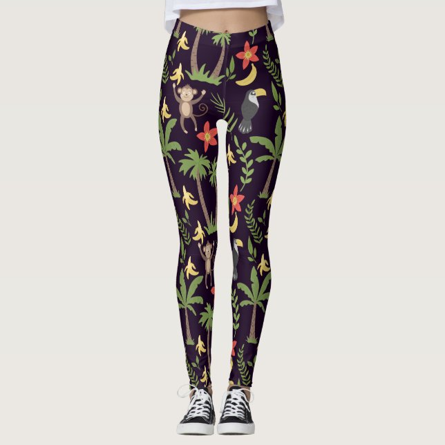 Leggings Animaux tropicaux singes motifs sans soudure & mac (Devant)
