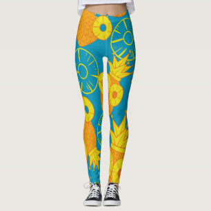 Leggings Anneaux d'ananas : Caricature de Doodle Vintage.