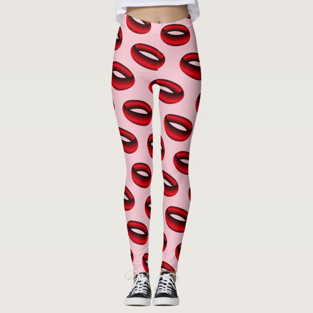 Leggings Anneaux de dégradé rouge et noir (Devant)