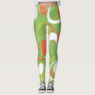 Leggings Anneaux de Saturne orange et vert