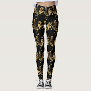 Leggings Année du coq d'or Anniversaire du Zodiac Noir L2