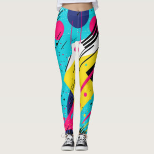 Leggings Années 80 Motif géométrique rétro